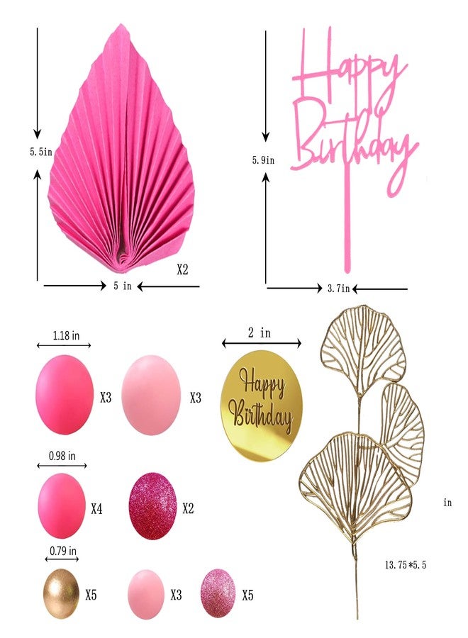 LEFUBABY White Gold Balls Cake Toppers Balls Birthday Cake Decorations for Birthday Boho Wedding Baby Shower Party Decoration (Hot Pink) - Image 2