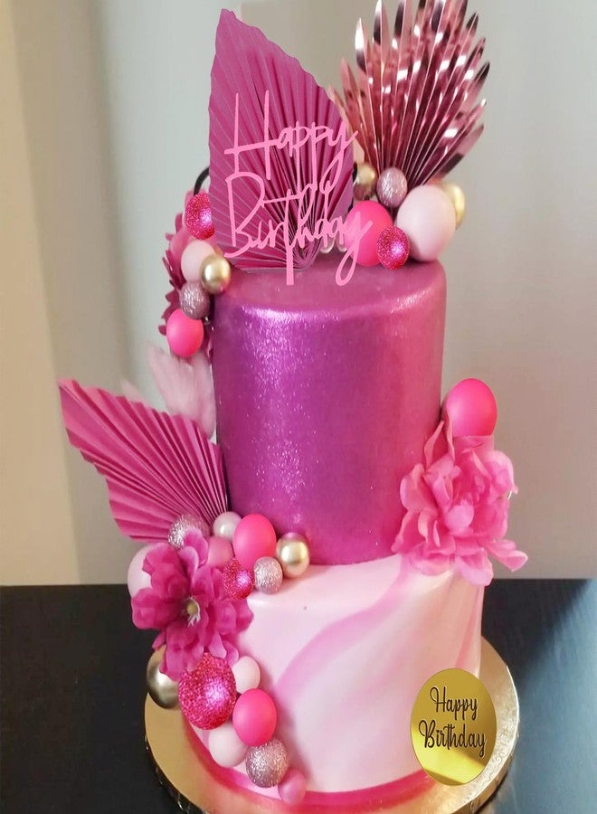 LEFUBABY White Gold Balls Cake Toppers Balls Birthday Cake Decorations for Birthday Boho Wedding Baby Shower Party Decoration (Hot Pink) - Image 4
