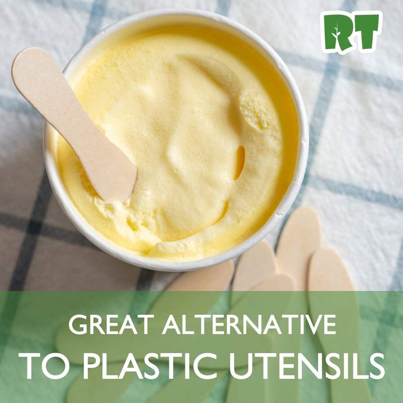 RT-Disposable Wooden Ice Cream Spoon Natural Birch 3 Inches (500 pieces) Individual Packaging Is Safer - Image 3