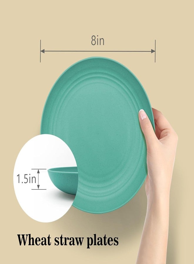 Turbid 8inch/2pcs Wheat Straw Plates Lightweight Unbreakable Dinner Dishes Plates Set Dishwasher & Microwave Safe, Non-Toxin, BPA Free and Healthy for Kids & Adults (Green, 8in/2pcs) - Image 2
