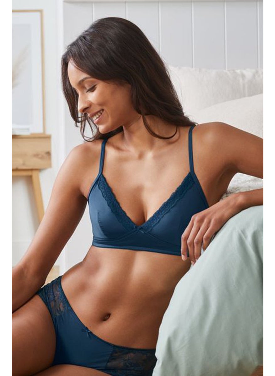 Tchibo Women Non Padded Non Wire Soft Bra, Navy  - Image 1