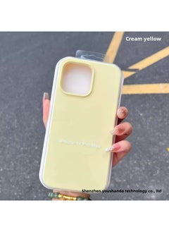 Suitable For iphone16 Solid Silicone Phone Case For Apple 15 Official Same Liquid 14 All-inclusive 13 Drop-resistant Case-Color:Cream Yellow [with Packaging Box + Label]-Applicable Models:For iphone15