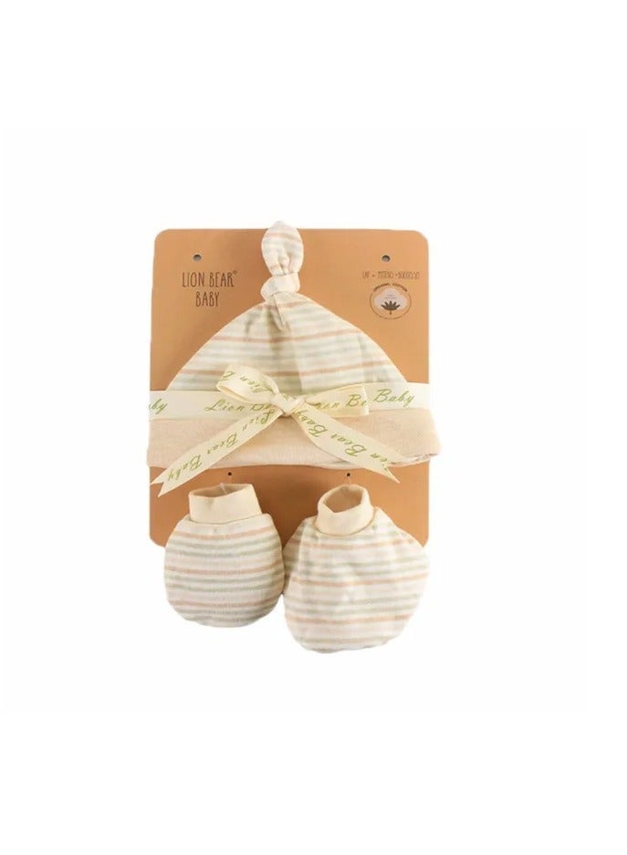 Factory Price - Knitted New-born Hat & Mittens Gift Set - Bold Stripes