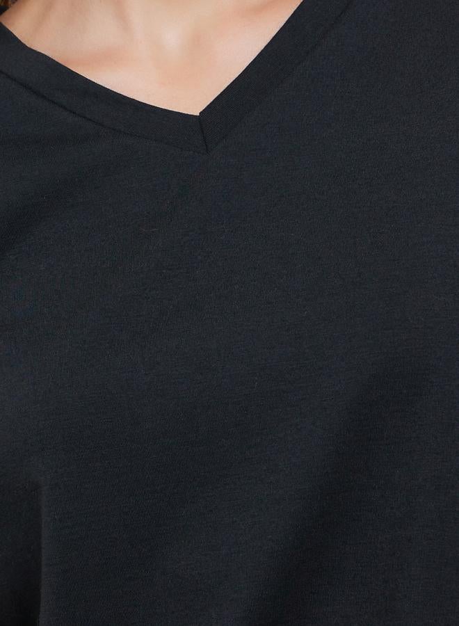 ستايلي طقم بيجاما من بنطال وتيشيرت سادة بأكمام طويلة - Image 3