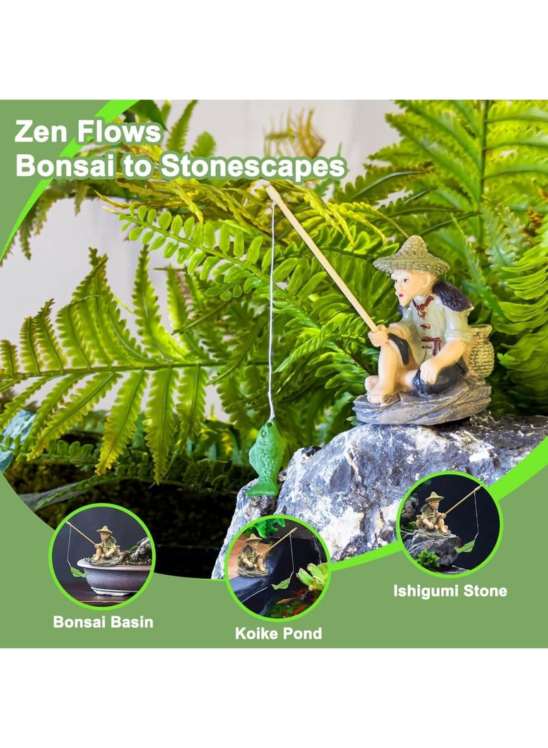 سيوسي Floating Fisherman Aquarium Decor, Realistic Resin Fish Tank Ornament with Mini Fishing Rod, Interactive Fish Feeder Toy for Guppies, Bettas & Small Schooling Fish, Fun Bubble-Free Decorations - Image 4