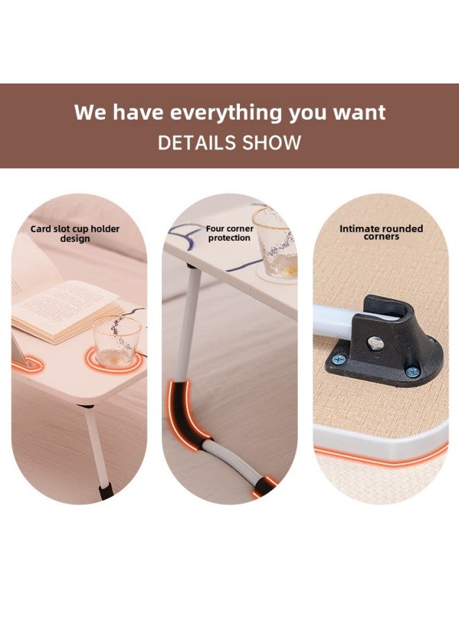 Laptop Desk Bed Folding Table Lazy Small Table Bedroom Sitting Student Dormitory Home Study Desk-Color:To Figure -70 Card Slot Cup Holder  - Image 3