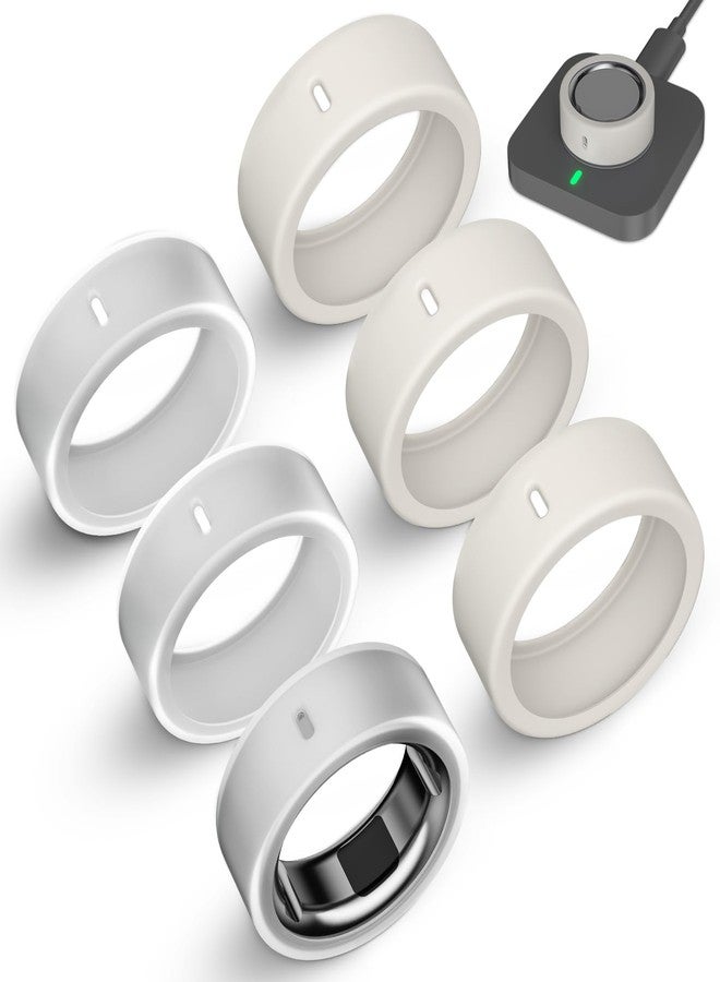 ZOOROO 6-Pack Ultra Slim Cover Compatible with Oura Ring Gen 4/4 Ceramic/Gen 3 Horizon/Heritage/Ultrahuman, Surport Charging, Anti-Scratch Elastic Silicone Rings Protective Accessories Men Women - Image 1