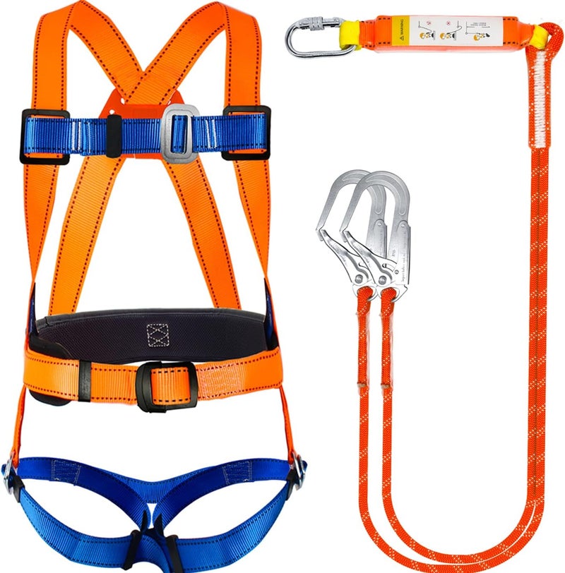 GLOROUSCHU Full Body Safety Harness Tool Fall Protection，OSHA/ANSI Compliant,ASTM F1774certified | INTERNAL Shock Absorbing Lanyard（Orange） - Image 2
