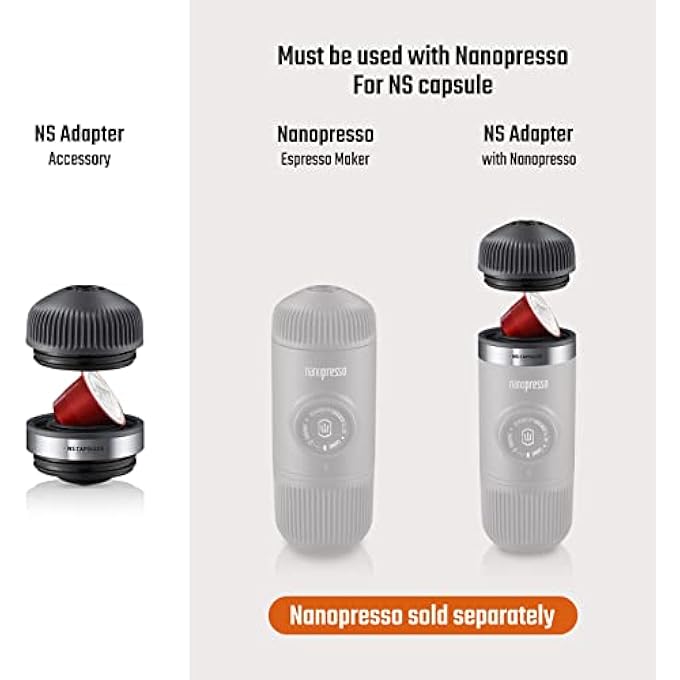 واكاكو ملحقات محول Nanopresso Ns لآلة صنع الإسبريسو المحمولة Nanopresso متوافقة مع كبسولات Ns مثالية للسفر والتخييم أو الاستخدام المكتبي - Image 2