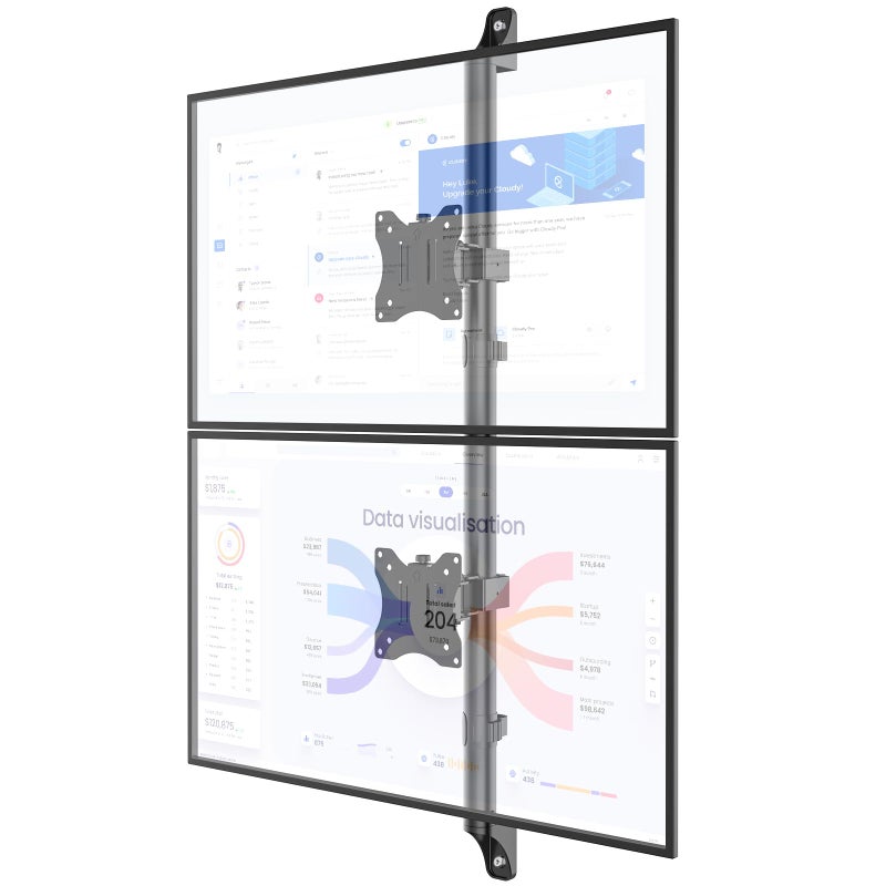 WALI Vertical Dual Monitor Wall Mount, Stacked Monitor Wall Mount for 17-38 Inch 2 Screens 22lbs each with Height Adjustment Heavy Duty Sturdy Steel Tilt Swivel Rotate Flexibility VESA 75x75/100x100mm - Image 1