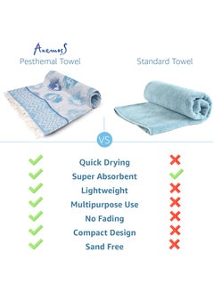 Anemoss Turkish Peshtemal Bath Towel, Large Size 100x180cm, Anchor Pattern Design, 100% Cotton Soft & Quick Dry Material, Versatile Use for Beach, Pool and Bath, Peshtemal Bath Towel  - Image 3