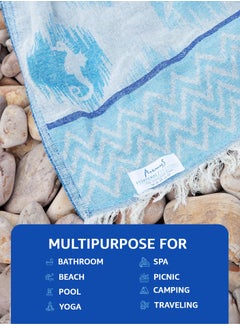 Anemoss Turkish Peshtemal Bath Towel, Large Size 100x180cm, Anchor Pattern Design, 100% Cotton Soft & Quick Dry Material, Versatile Use for Beach, Pool and Bath, Peshtemal Bath Towel  - Image 4