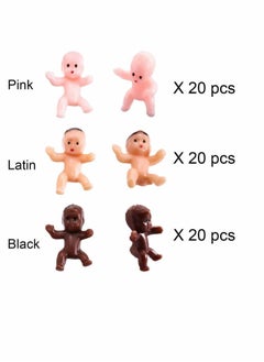 Y&D Baby Figurines, 60 Pieces Mini Plastic Favor Supplies With Velvet Bag, Rosca De Reyes Babies Angel Cupid Doll For Shower Ice Cube Game, 1 Inch  - Image 2