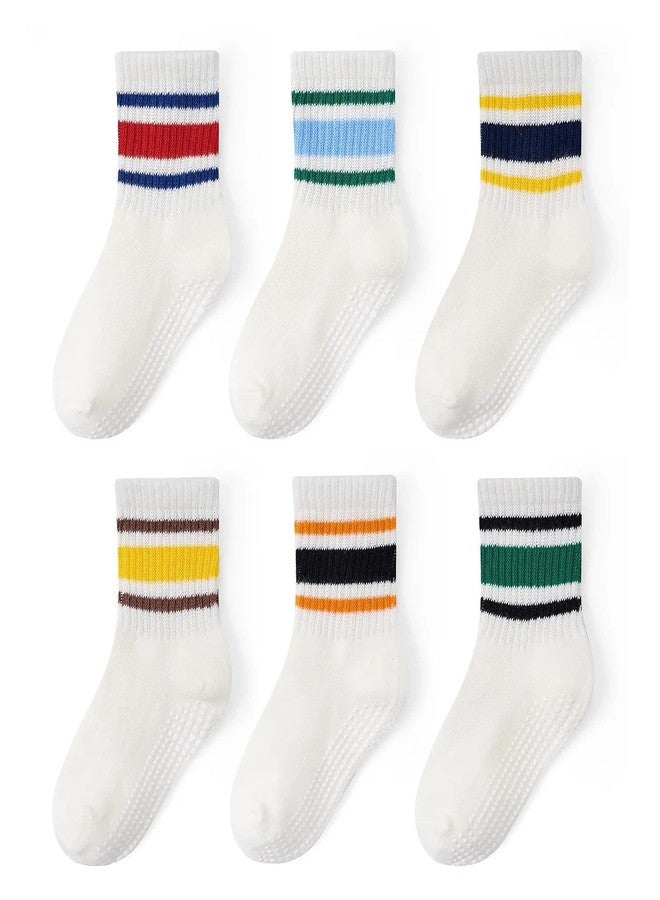 Bearbay Non-Slip Toddler Grip Socks with Anti Skid Soles, Unisex Cotton Crew Ankle Socks for Baby Boys Girls Kids - Image 1