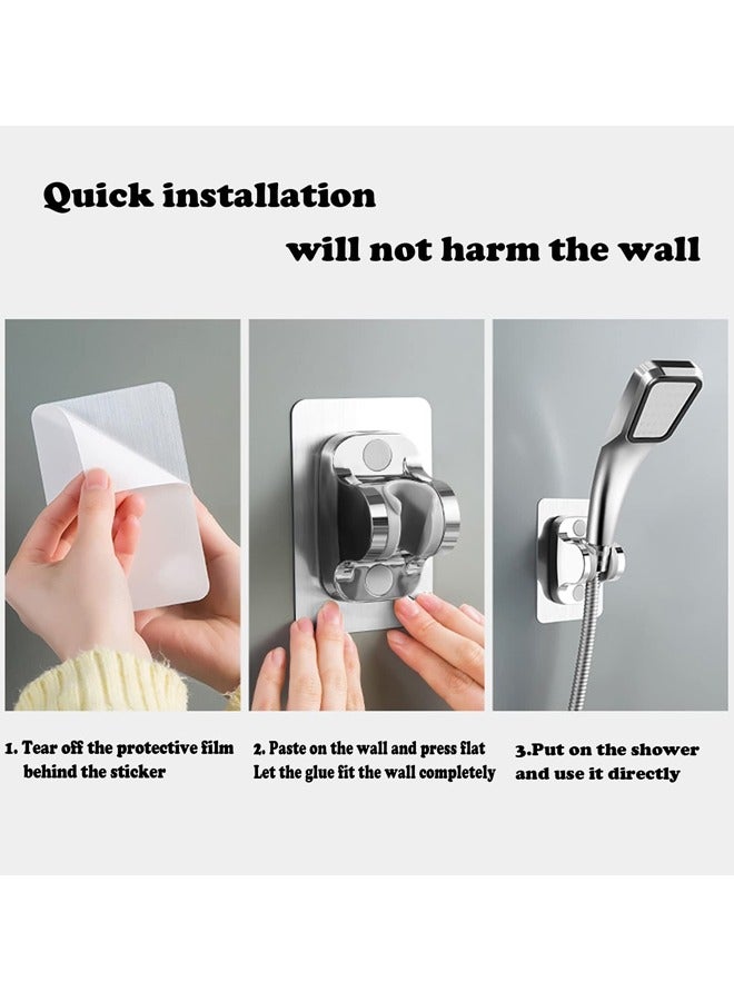 2 PCS Large Wall Mount Strong Adhesive Waterproof Handheld Shower Holder,Shower Head Holder - Image 3