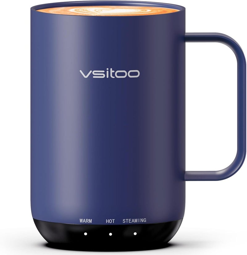vsitoo S3 Ultra 20oz Self Heating Coffee Mug with Auto-Sensing AI, Large Capacity Rechargeable Smart Mug Warmer 120-150℉, IPX7 Waterproof, Home Office Gift for Women Men - Blue - Image 1