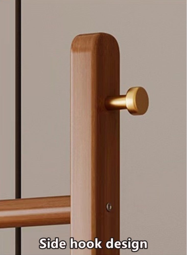 كوتيس منظم ملابس مستقل من قطعة واحدة مع خطاف ورف ملابس من الخيزران البني 48x28x170 سم - Image 4