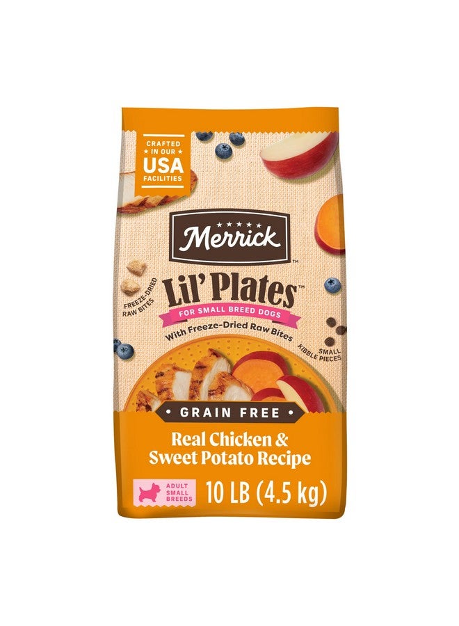 ميريك طعام جاف للكلاب الصغيرة من Merrick Lil' Plates خالي من الحبوب، مصنوع من الدجاج والبطاطا الحلوة مع قطع نيئة - كيس 10.0 رطل - Image 1