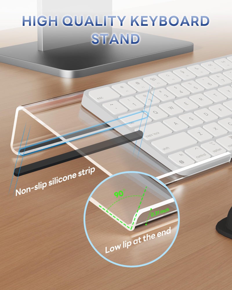 Laborio Computer Keyboard Wrist Rest Stand for Desktop, Keyboard Holder for Easy Typing with Wrist Pad for Office Desk, Home, School (Clear) - Image 5