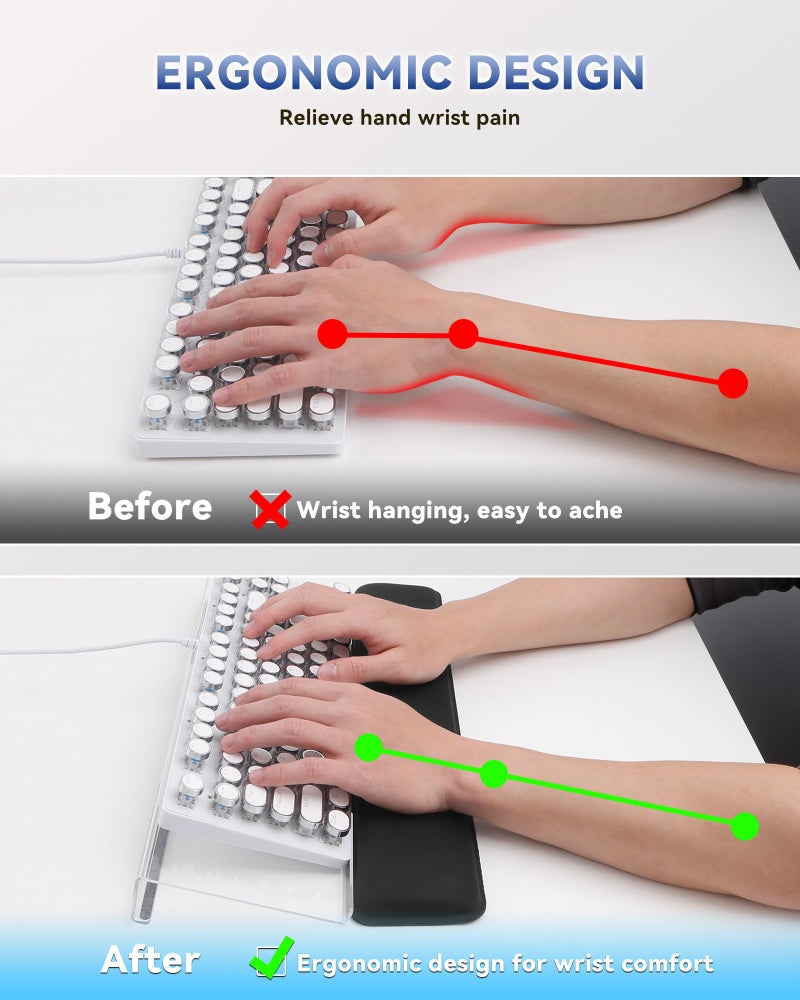 Laborio Computer Keyboard Wrist Rest Stand for Desktop, Keyboard Holder for Easy Typing with Wrist Pad for Office Desk, Home, School (Clear) - Image 4