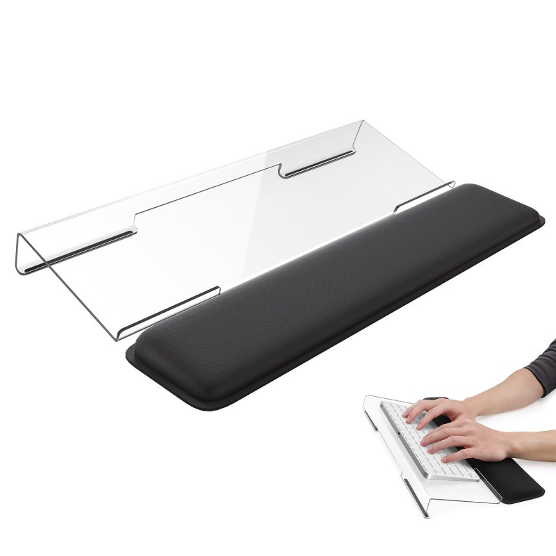 Laborio Computer Keyboard Wrist Rest Stand for Desktop, Keyboard Holder for Easy Typing with Wrist Pad for Office Desk, Home, School (Clear) - Image 1