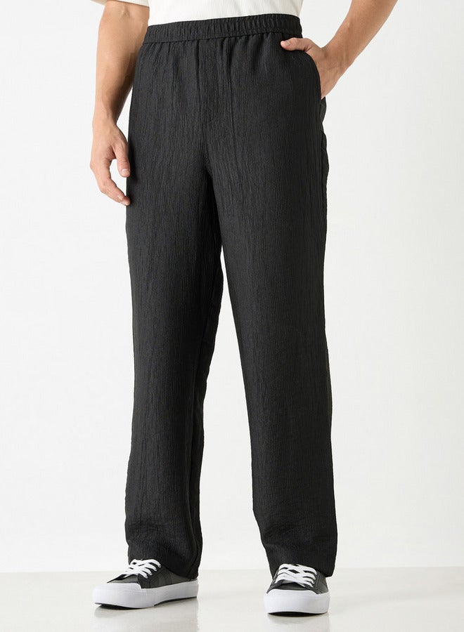 ايكونيك بنطلون بارز الملمس بقصة مريحة وخصر مرن وجيوب من آيكونيك - Image 1