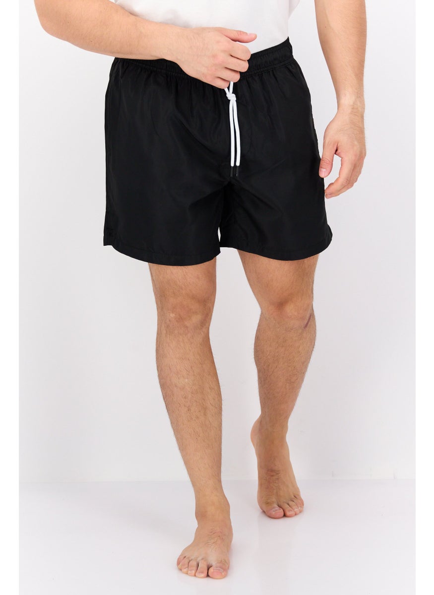 Gazzarrini Men  Drawstring Embroidered Logo Swim Short, Black  - Image 1