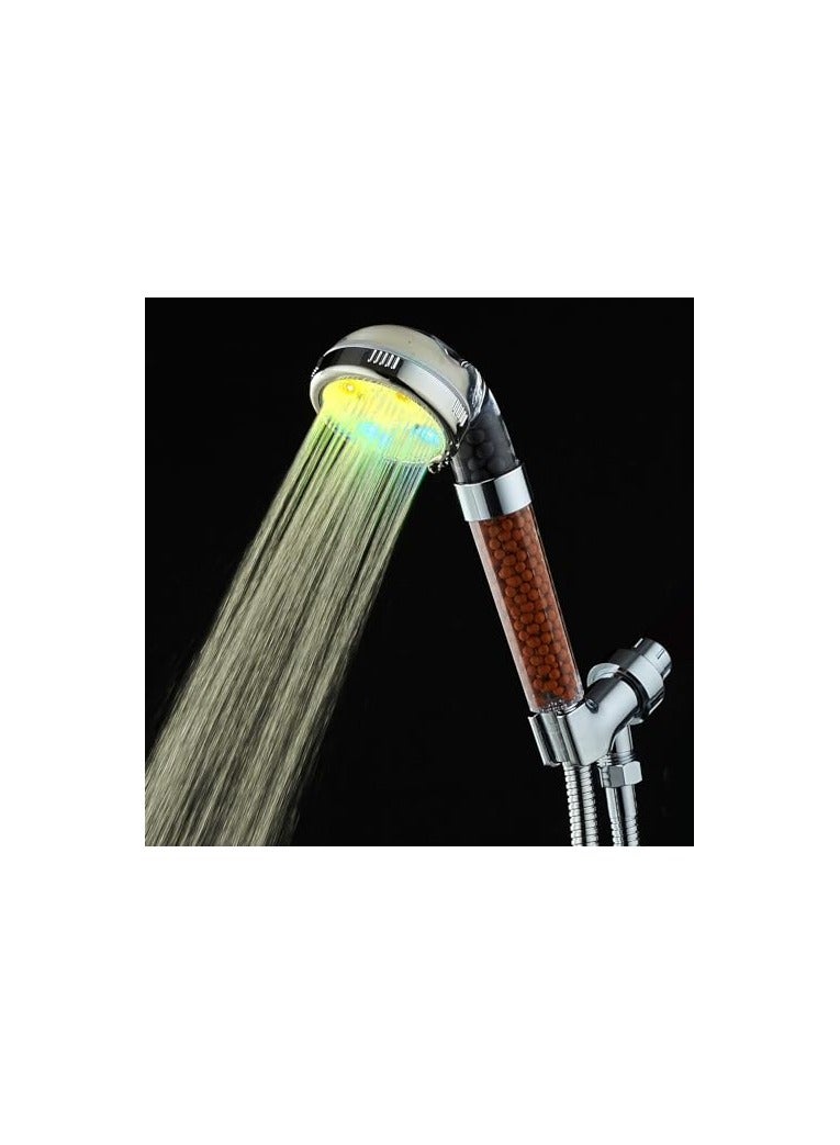 رأس دش LED أيوني زين - دش يدوي موفر للمياه بضغط عالٍ مع كرة طاقة أنيون لتنقية المياه، يشمل خرطوم بطول 60 إنش وحامل لتجربة دش مثالية. - Image 4