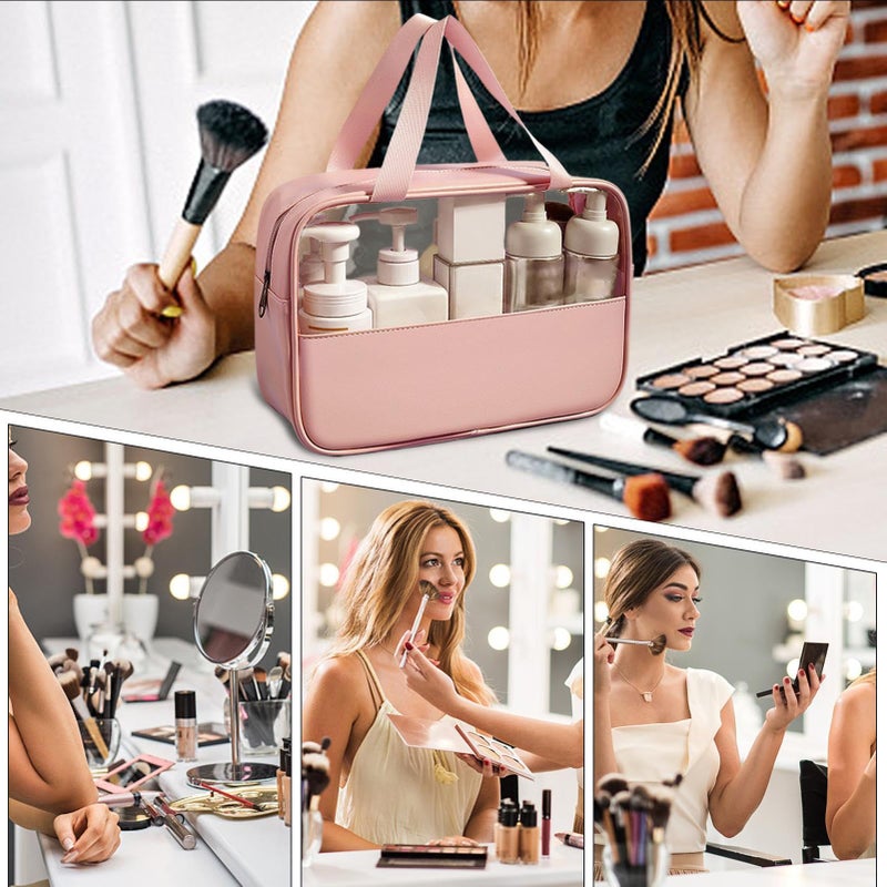 Pink Cosmetic Organizer Bag With Zipper Soft Lining Storage Pouch For Everyday Outdoor Use - Image 5
