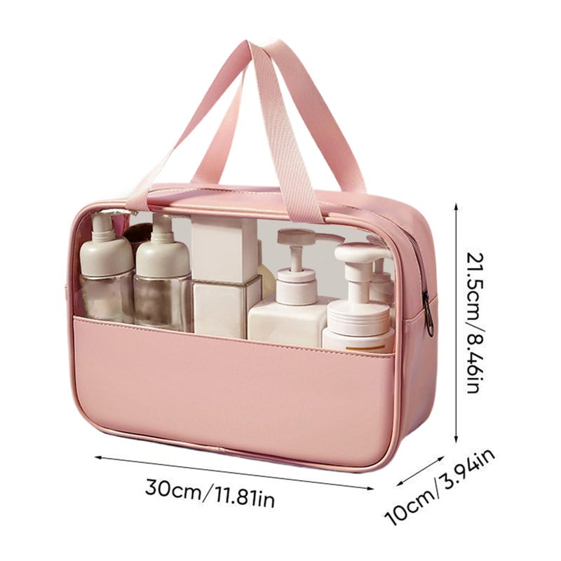Pink Cosmetic Organizer Bag With Zipper Soft Lining Storage Pouch For Everyday Outdoor Use - Image 3
