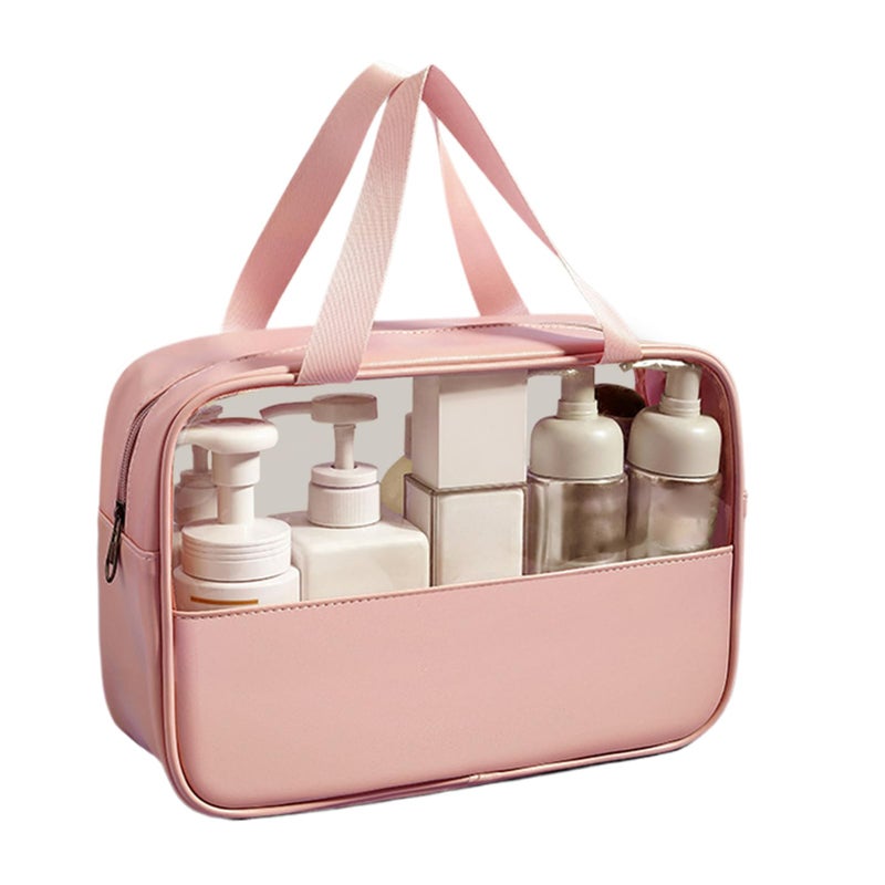 Pink Cosmetic Organizer Bag With Zipper Soft Lining Storage Pouch For Everyday Outdoor Use - Image 2