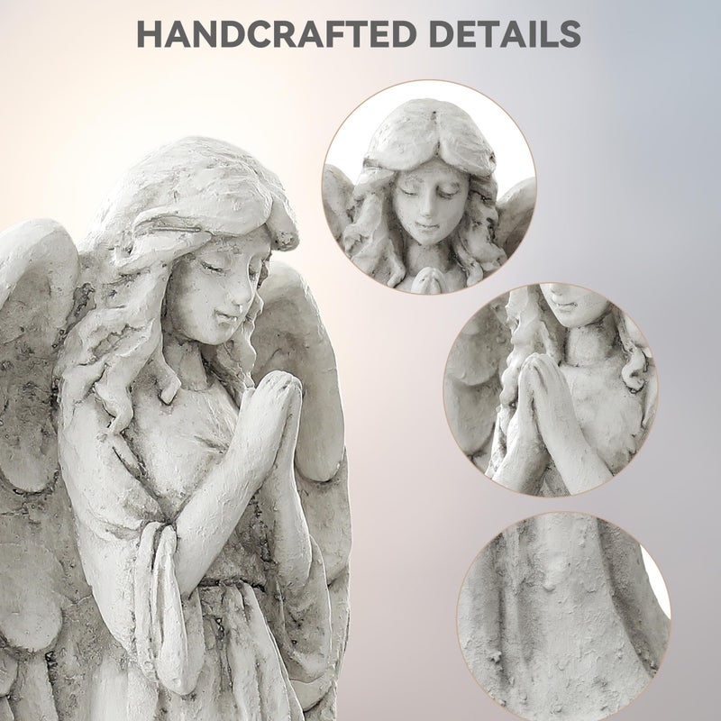 Ultym Praying Angel Statue for Outdoor Garden, 26.4 Inch Large Heavenly Memorial Sculpture,Durable MGO Stone Standing Angels for Yard, Patio or Cemetery Decor,Offering Comfort & Peace, Antique White - Image 5