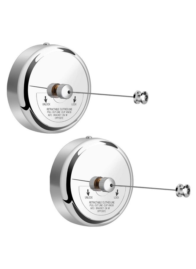 Kkd KKD® Stainless Steel Retractable Adjustable Clothesline, Lockable Hanging Washing Line, Wall-Mounted Wire Clothes line/Cloth Line Laundry Drying Rope for Indoor/Outdoor/Balcony (Silver) (Pack of 2)  - Image 1