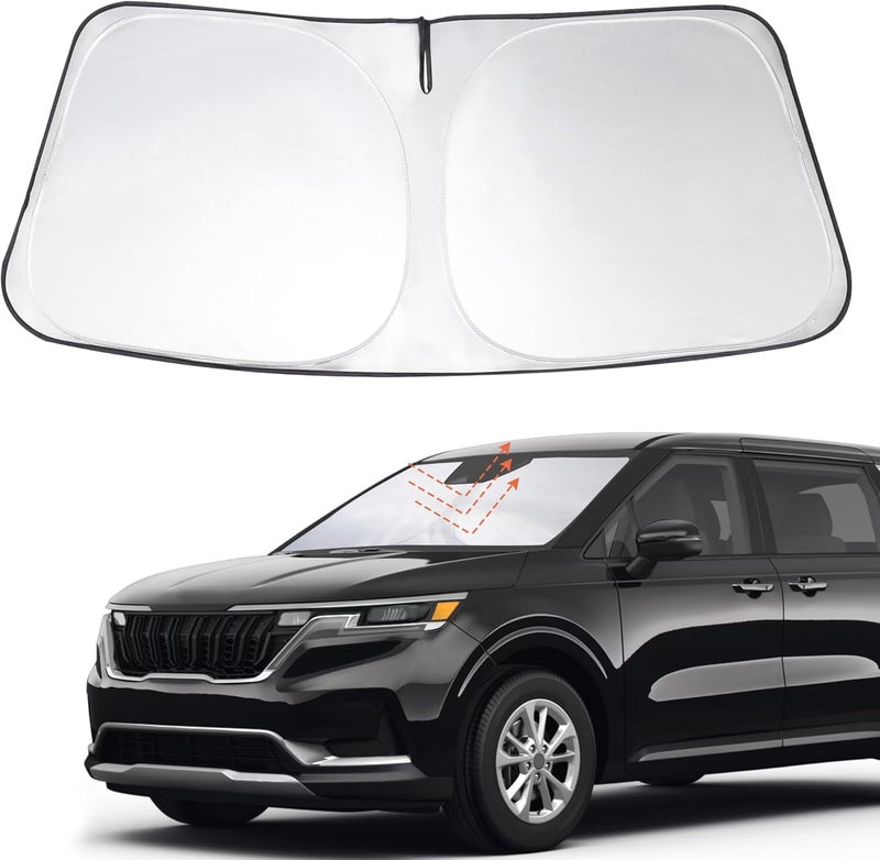 LHFLIVE Windshield Sun Shade Custom Fit 2022 2023 2024 2025 2026 Kia Carnival Accessories Foldable Sunshade Sun Blocker Front Window Shades Covers Keep Car Cooler - Image 1