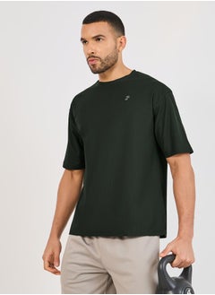 Styli Micro Pique Knit Oversized T-Shirt with Reflective Logo  - Image 1