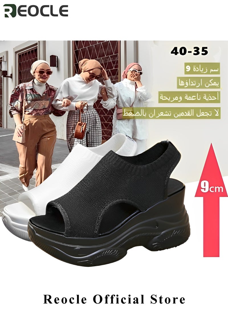 ريوكل صنادل نسائية صيفية قابلة للغسل، صنادل رياضية تقويمية للعظام، قاع سميك، صنادل شاطئ غير رسمية على شكل فم السمكة، صنادل محبوكة مريحة - Image 5