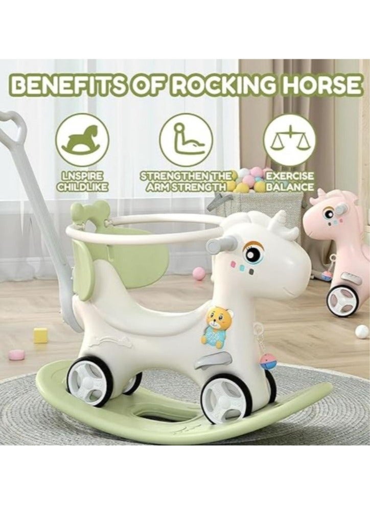 Rocking Horse 3 IN 1 Baby Rocking Horse Ride On Toys for Toddler 1-6 Years Balance Bike Toys for Balance Bike with 4 Silence Wheels with Sunshade - Image 3