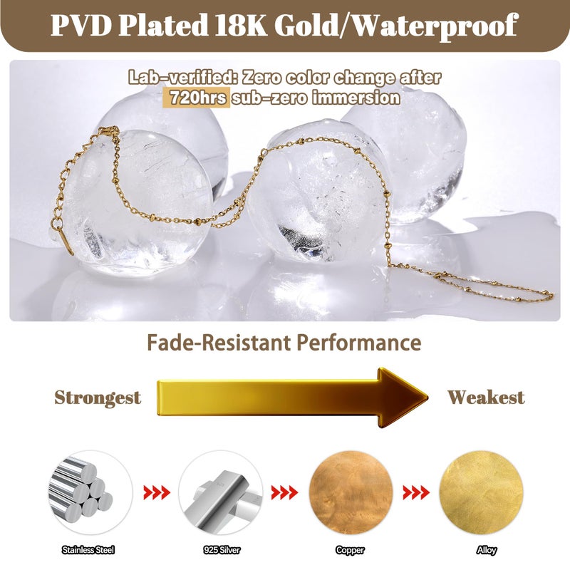 QOBEBOTA Hand Chain 18K Gold Plated Stainless Steel Non Tarnish Link with Finger Ring Bracelet Stacks Women's Bracelets Waterproof Jewelry Dainty Gold Handchain Indian Bracelets for Women - Image 3