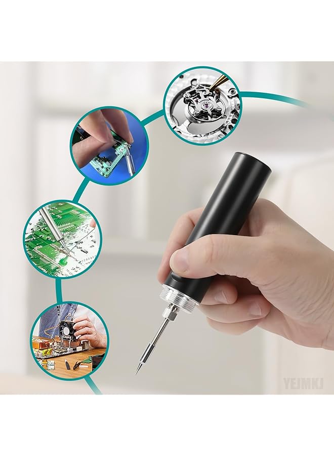 إيروريكس مجموعة مكواة لحام لاسلكية محمولة قابلة لإعادة الشحن عبر USB مع قلم لحام مدمج ببطارية 1500 مللي أمبير في الساعة ومكواة لحام قابلة للتعديل لدرجة الحرارة لمشاريع اللحام الصغيرة وإصلاح الأجهزة المنزلية بنفسك - Image 5