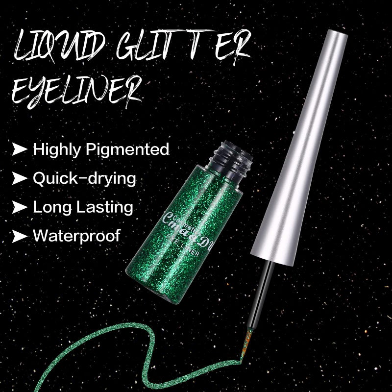 CHARMCODE 16 Colors Glitter Metallic Liquid Eyeliner Set Waterproof Long Lasting Eye Liner pencil Pigmented Shimmer Eye Makeup Gift Kit for Women Green Purple Blue Pink white Silver Gold Colored Eyeliners - Image 4