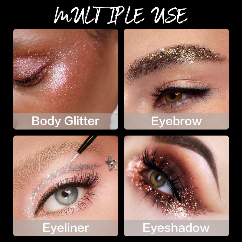 CHARMCODE 16 Colors Glitter Metallic Liquid Eyeliner Set Waterproof Long Lasting Eye Liner pencil Pigmented Shimmer Eye Makeup Gift Kit for Women Green Purple Blue Pink white Silver Gold Colored Eyeliners - Image 5