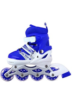 POWER Adjustable Roller Skate Shoes LED Light Single Row Wheels, Blue/White - Size Small 31-34  - Image 5