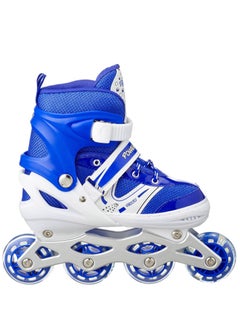 POWER Adjustable Roller Skate Shoes LED Light Single Row Wheels, Blue/White - Size Small 31-34  - Image 4