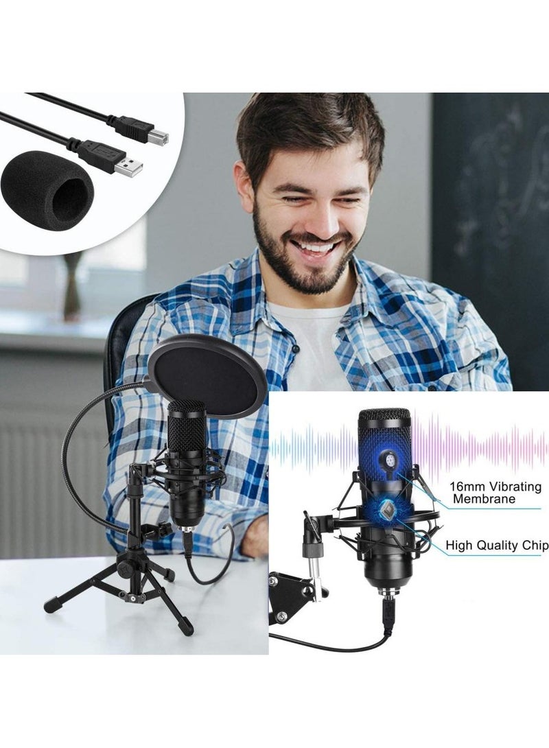 USB Microphone Kit PC Microphone Podcast Microphone USB Cardioid Condenser Microphone Bundle For Computer Recording Studio Broadcasting Gaming Streaming Youtube Podcast Karaoke TikTok Skype Plug & Play  - Image 4