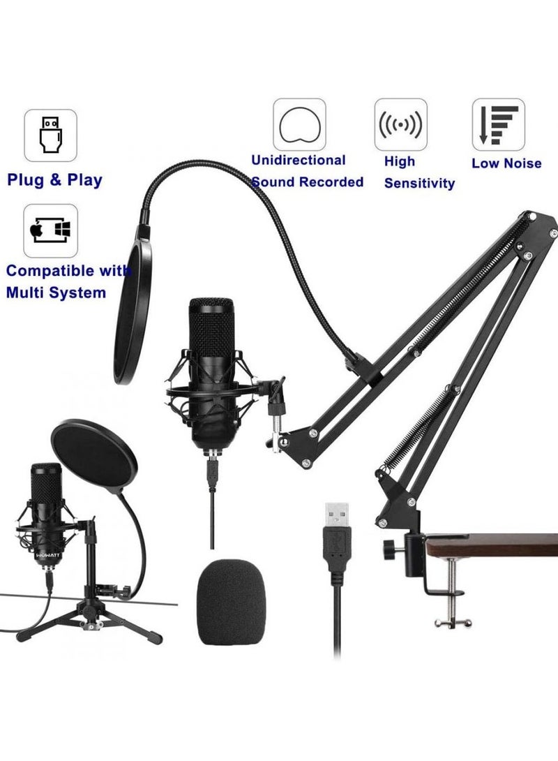 USB Microphone Kit PC Microphone Podcast Microphone USB Cardioid Condenser Microphone Bundle For Computer Recording Studio Broadcasting Gaming Streaming Youtube Podcast Karaoke TikTok Skype Plug & Play  - Image 3