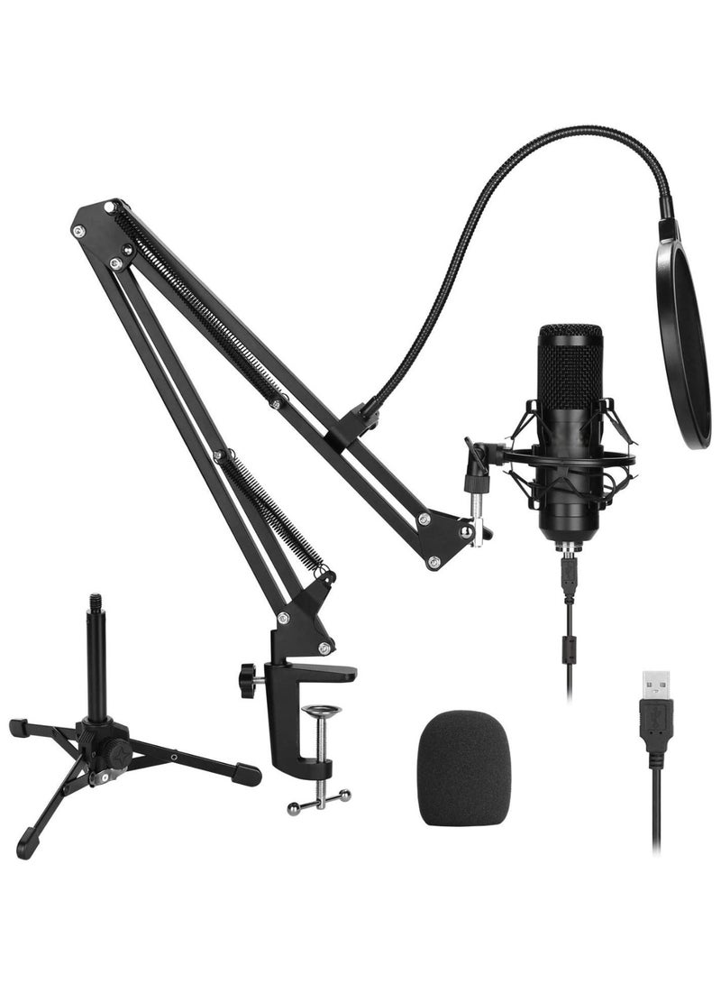 USB Microphone Kit PC Microphone Podcast Microphone USB Cardioid Condenser Microphone Bundle For Computer Recording Studio Broadcasting Gaming Streaming Youtube Podcast Karaoke TikTok Skype Plug & Play  - Image 1