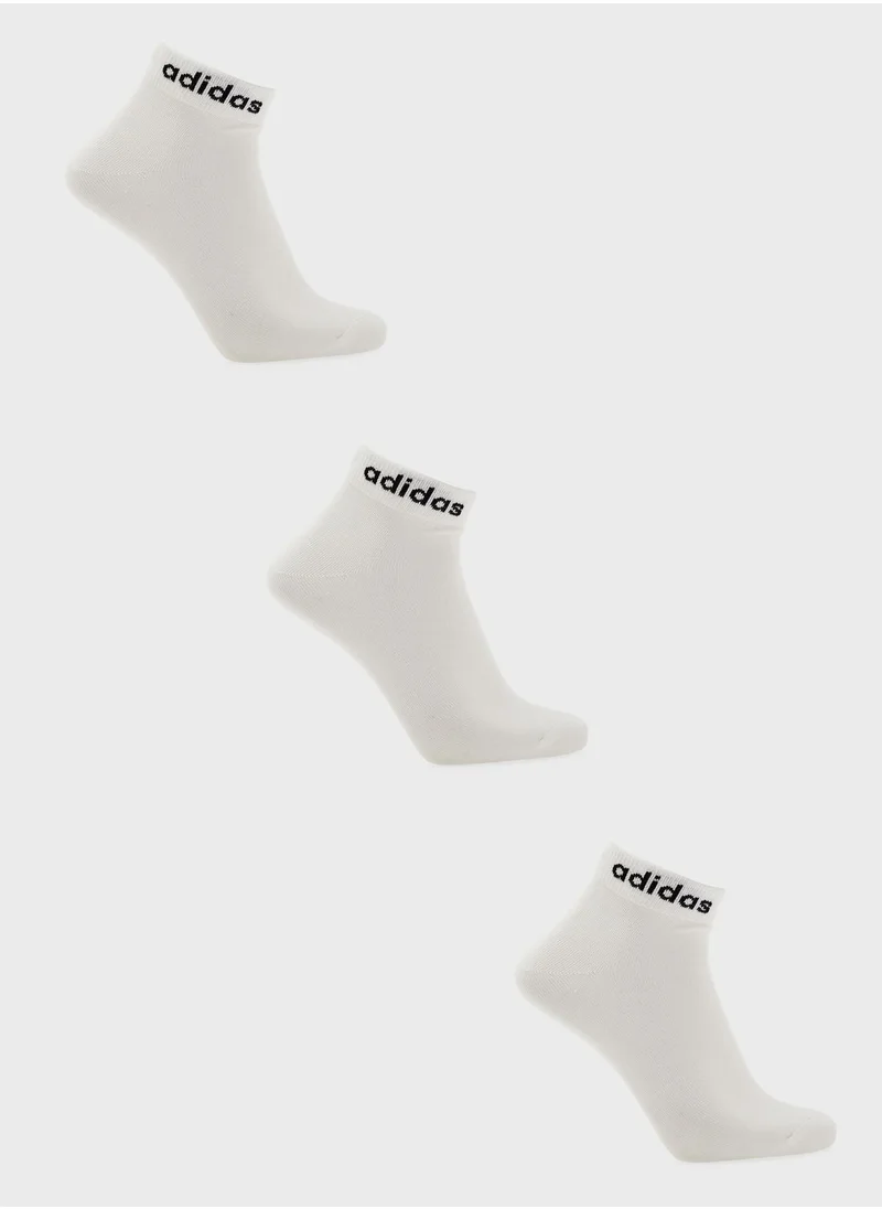 Adidas 3 Pack Thin Linear Ankle Socks