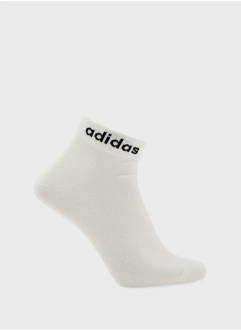 Adidas 3 Pack Thin Linear Ankle Socks