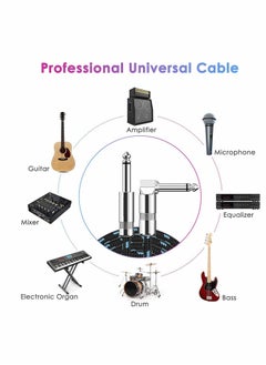 SYOSI Guitar Cable Professional Instrument Cable Electric Guitar AMP Cord 1or4inch TS Cable for Guitar Bass Mandolin Keyboard and Pro Audio Right Angle 10FT Black+Blue  - Image 4