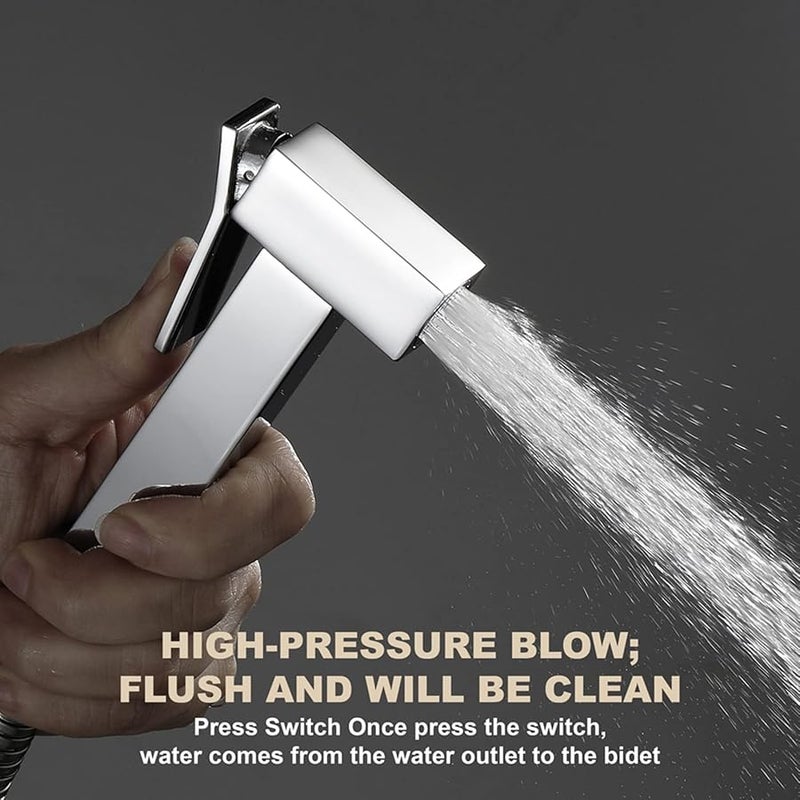 مجموعة رشاش البيديه المحمول المصنوع من النحاس بتصميم مقاوم للتسرب، مجموعة رشاش المرحاض الكرومي لرش حفاضات القماش - Image 4